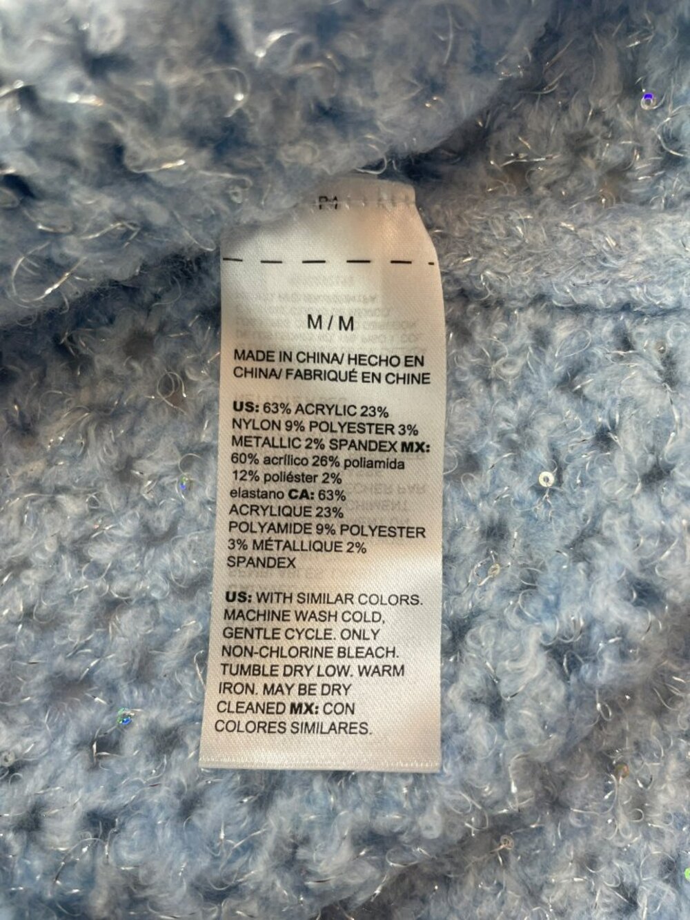White House Black Market Shimmer Open Stitch Sweater Boat Neck Blue Women's Sz M - Picture 7 of 7